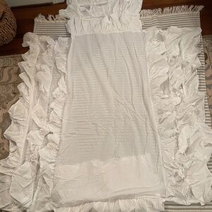 Pottery Barn Kids white ruffle crib skirt